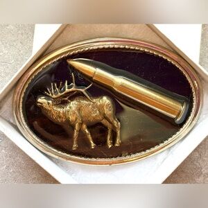 NEW Gold and Black Elk Belt Buckle